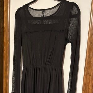 Elegant Black Sheer Long Sleeve Dress